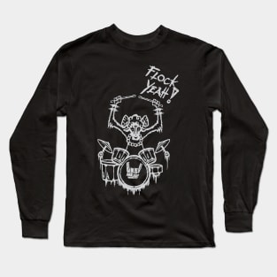 Heavy Metal Headbanger Gift Drummer Sheep Playing Drums Long Sleeve T-Shirt